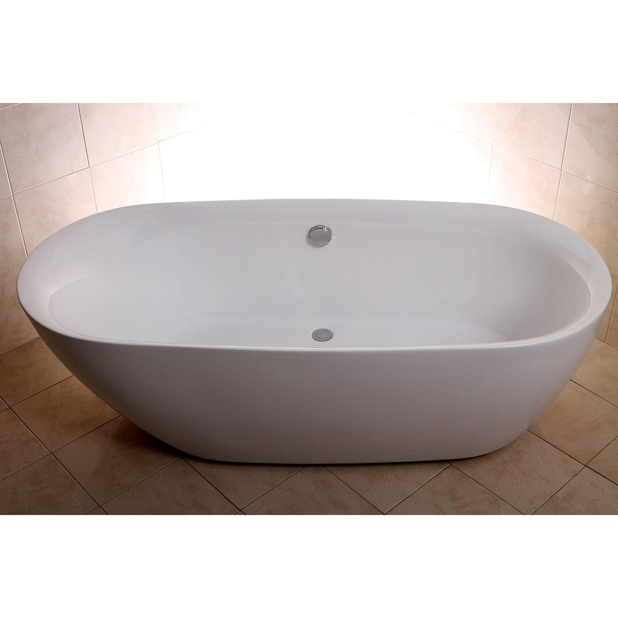 Aqua Eden VTDE713321 71-Inch Acrylic Double Ended Freestanding Tub with Drain, White