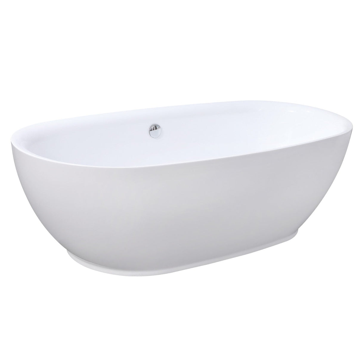 Aqua Eden VTDE713321BA 71-Inch Acrylic Double Ended Freestanding Tub with Drain, Glossy White