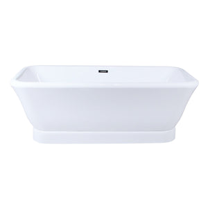 Aqua Eden VTDE713524WA 71-Inch Acrylic Double Ended Pedestal Tub with Drain, Glossy White