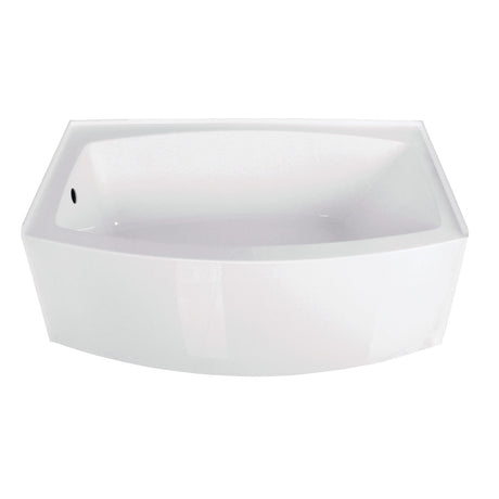 Aqua Eden VTDR603022L 60-Inch Acrylic Curved Apron 3-Wall Alcove Tub with Left Hand Drain Hole, White