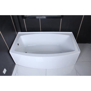 Aqua Eden VTDR663222L 66-Inch Acrylic Curved Apron 3-Wall Alcove Tub with Left Hand Drain, Glossy White