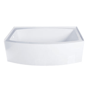 Aqua Eden VTDR663222L 66-Inch Acrylic Curved Apron 3-Wall Alcove Tub with Left Hand Drain, Glossy White