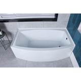 Aqua Eden VTDR663222R 66-Inch Acrylic Curved Apron 3-Wall Alcove Tub with Right Hand Drain, Glossy White