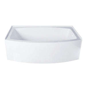 Aqua Eden VTDR663222R 66-Inch Acrylic Curved Apron 3-Wall Alcove Tub with Right Hand Drain, Glossy White