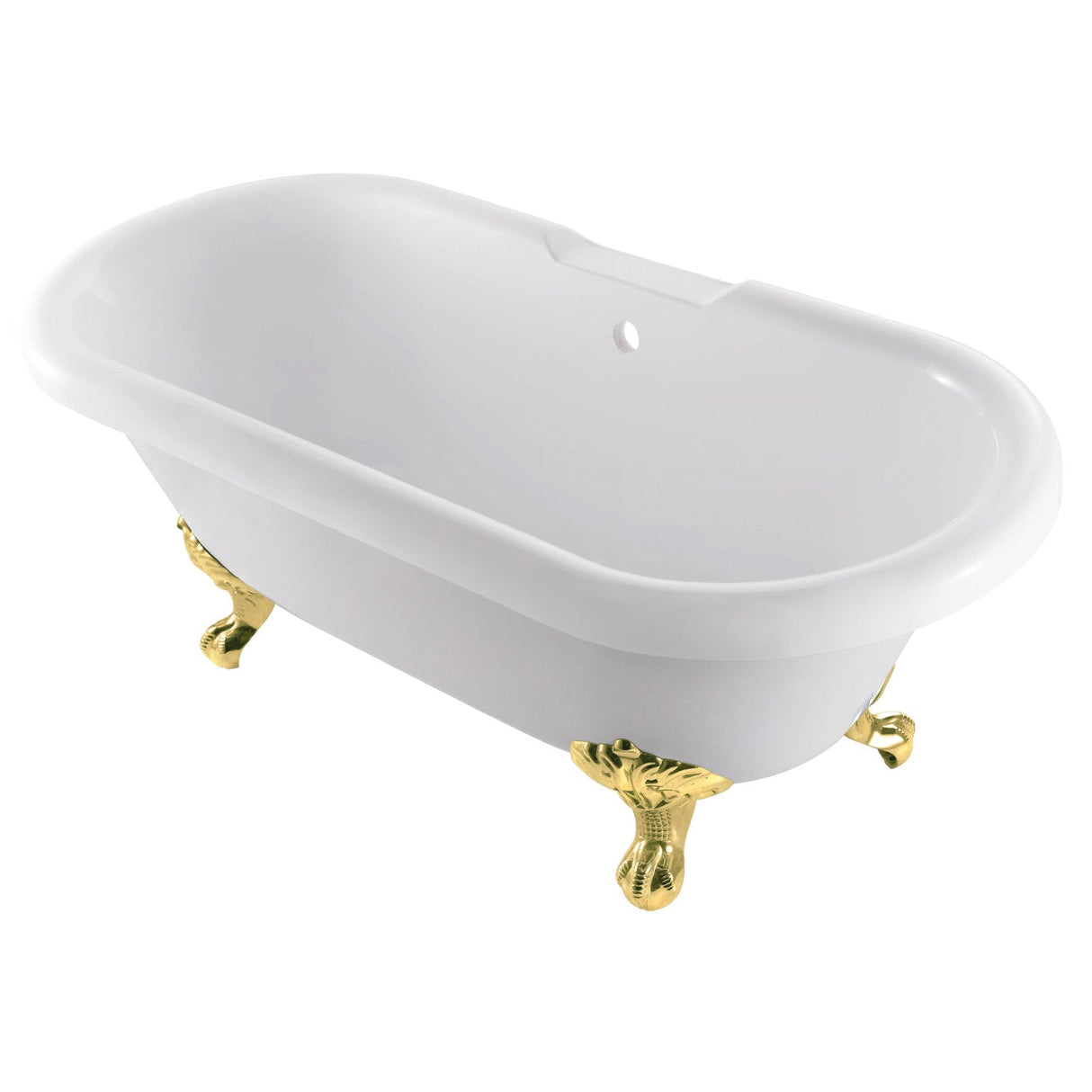 Aqua Eden VTDS672924JNH2 67-Inch Acrylic Double Ended Clawfoot Tub (No Faucet Drillings), White/Polished Brass