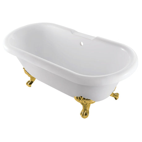 Aqua Eden VTDS672924JNH7 67-Inch Acrylic Double Ended Clawfoot Tub (No Faucet Drillings), White/Brushed Brass