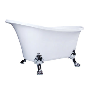 Aqua Eden VTND512824WAC1 51-Inch Acrylic Single Slipper Clawfoot Tub (No Faucet Drillings), White/Polished Chrome