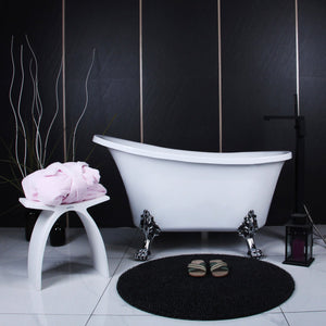 Aqua Eden VTND512824WAC1 51-Inch Acrylic Single Slipper Clawfoot Tub (No Faucet Drillings), White/Polished Chrome