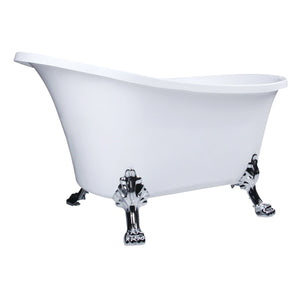 Aqua Eden VTND512824WAC1 51-Inch Acrylic Single Slipper Clawfoot Tub (No Faucet Drillings), White/Polished Chrome