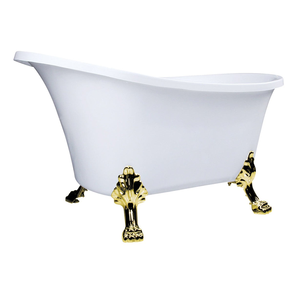 Aqua Eden VTND512824WAC2 51-Inch Acrylic Single Slipper Clawfoot Tub (No Faucet Drillings), White/Polished Brass