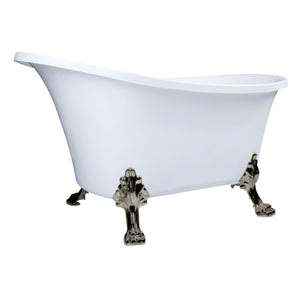 Aqua Eden VTND512824WAC8 51-Inch Acrylic Single Slipper Clawfoot Tub (No Faucet Drillings), White/Brushed Nickel