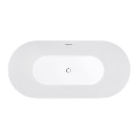 Aqua Eden VTOV543023 54-Inch Acrylic Freestanding Tub with Center Drain Hole, Glossy White