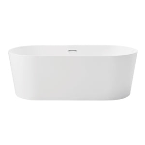 Aqua Eden VTOV543023 54-Inch Acrylic Freestanding Tub with Center Drain Hole, Glossy White