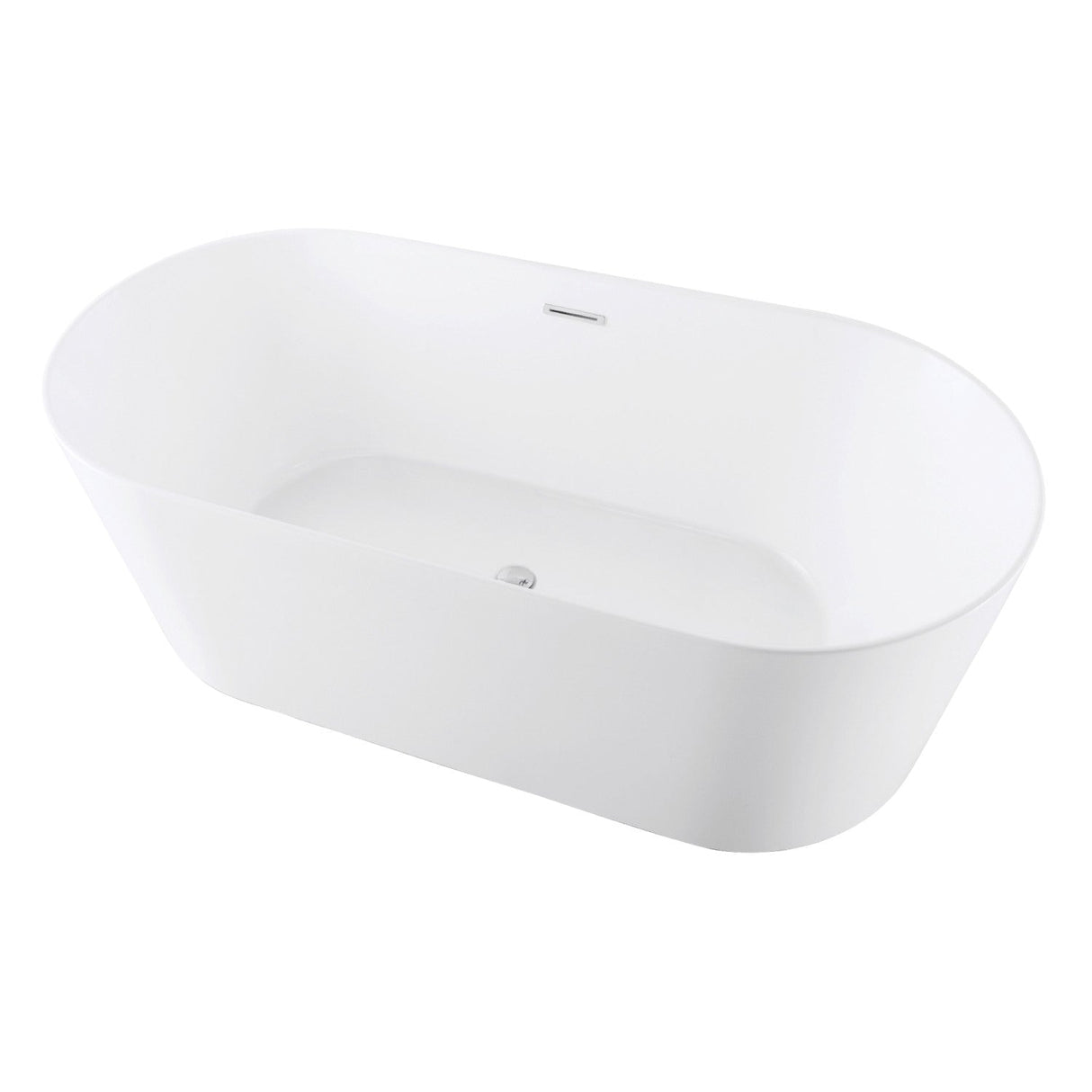 Aqua Eden VTOV543023 54-Inch Acrylic Freestanding Tub with Center Drain Hole, Glossy White