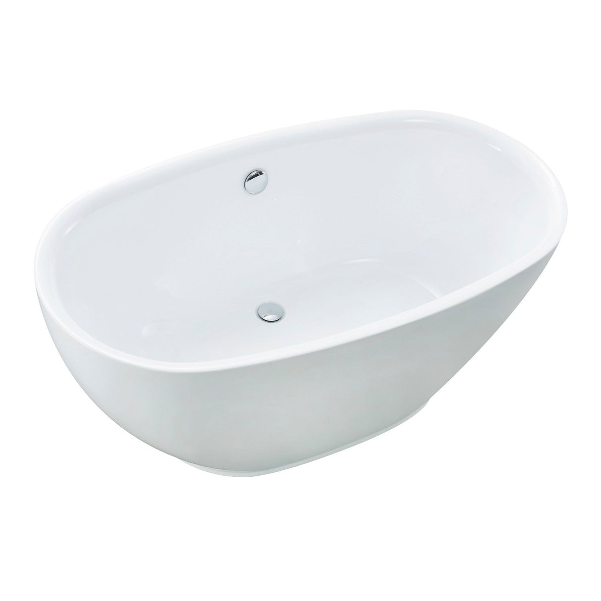 Aqua Eden VTOV553023U 55-Inch Acrylic Freestanding Tub with Center Drain Hole, Glossy White