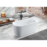 Aqua Eden VTOV592925S 59-Inch Acrylic Freestanding Tub with Drain and Integrated Seat, Glossy White