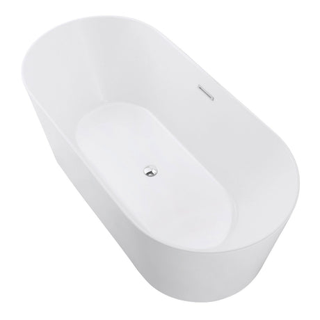 Aqua Eden VTOV593023 59-Inch Acrylic Freestanding Tub with Center Drain Hole, Glossy White