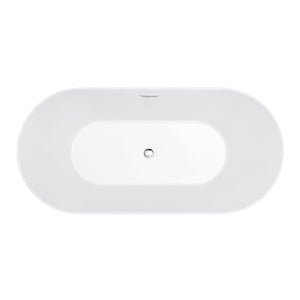 Aqua Eden VTOV593023 59-Inch Acrylic Freestanding Tub with Center Drain Hole, Glossy White