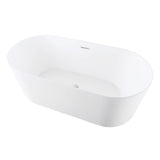 Aqua Eden VTOV593023 59-Inch Acrylic Freestanding Tub with Center Drain Hole, Glossy White