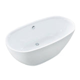 Aqua Eden VTOV593023U 59-Inch Acrylic Freestanding Tub with Center Drain Hole, Glossy White