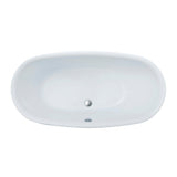 Aqua Eden VTOV593023U 59-Inch Acrylic Freestanding Tub with Center Drain Hole, Glossy White