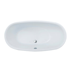 Aqua Eden VTOV593023U 59-Inch Acrylic Freestanding Tub with Center Drain Hole, Glossy White