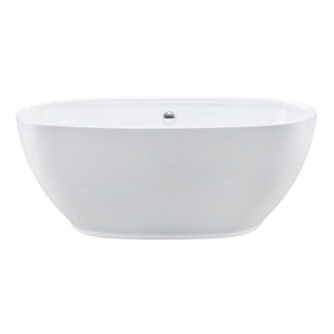 Aqua Eden VTOV593023U 59-Inch Acrylic Freestanding Tub with Center Drain Hole, Glossy White