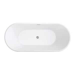 Aqua Eden VTOV673023 67-Inch Acrylic Freestanding Tub with Center Drain Hole, Glossy White