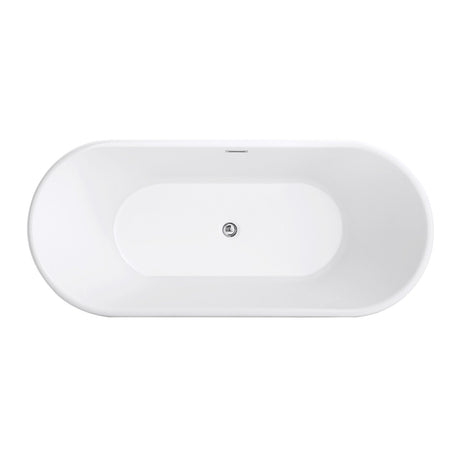 Aqua Eden VTOV673023 67-Inch Acrylic Freestanding Tub with Center Drain Hole, Glossy White