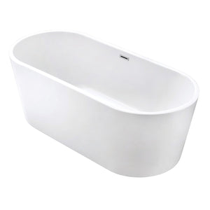 Aqua Eden VTOV673023 67-Inch Acrylic Freestanding Tub with Center Drain Hole, Glossy White
