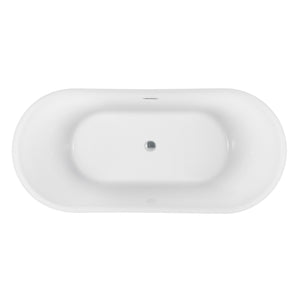 Aqua Eden VTOV673124 67-Inch Acrylic Double Ended Pedestal Tub, Glossy White
