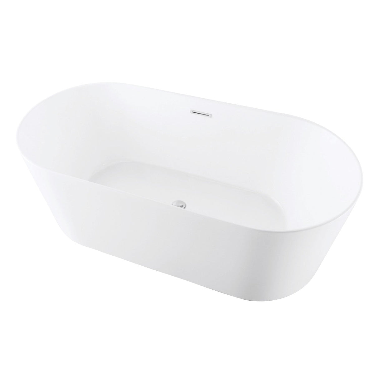 Aqua Eden VTOV673223 67-Inch Acrylic Freestanding Tub with Center Drain Hole, Glossy White