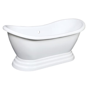 Aqua Eden VTPDS602827 60-Inch Acrylic Double Slipper Pedestal Tub (No Faucet Drillings), Glossy White