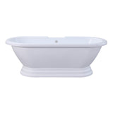 Aqua Eden VTPE672824PBA 67-Inch Acrylic Double Ended Pedestal Tub (No Faucet Drillings), Glossy White