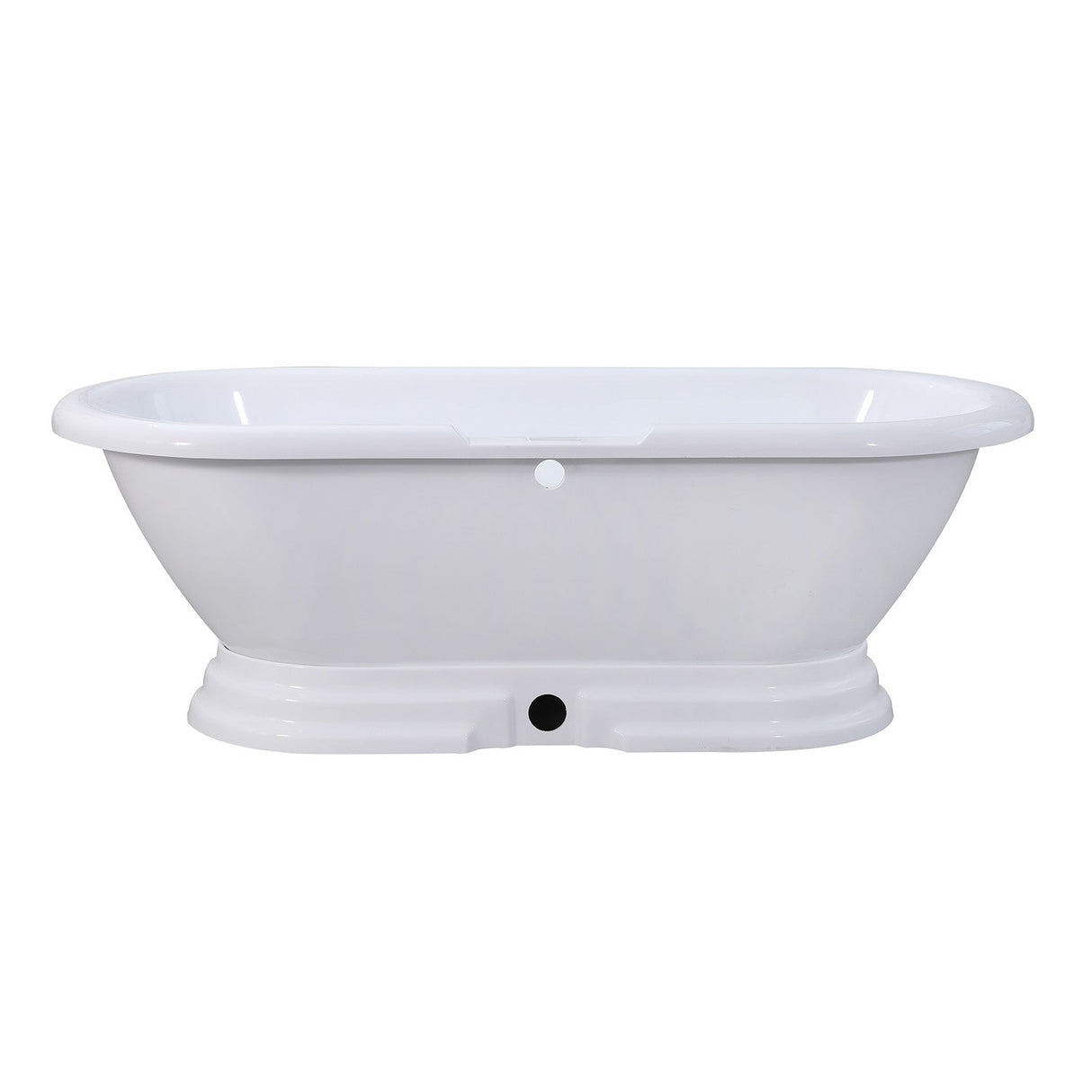 Aqua Eden VTPE672824PBA 67-Inch Acrylic Double Ended Pedestal Tub (No Faucet Drillings), Glossy White