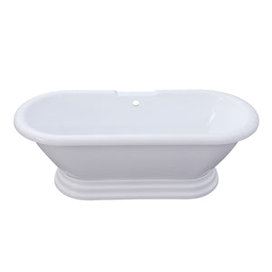Aqua Eden VTPE672824PBA 67-Inch Acrylic Double Ended Pedestal Tub (No Faucet Drillings), Glossy White