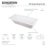 Aqua Eden VTPN593017 59-Inch Acrylic Rectangular Drop-In Tub with Reversible Drain Hole, White