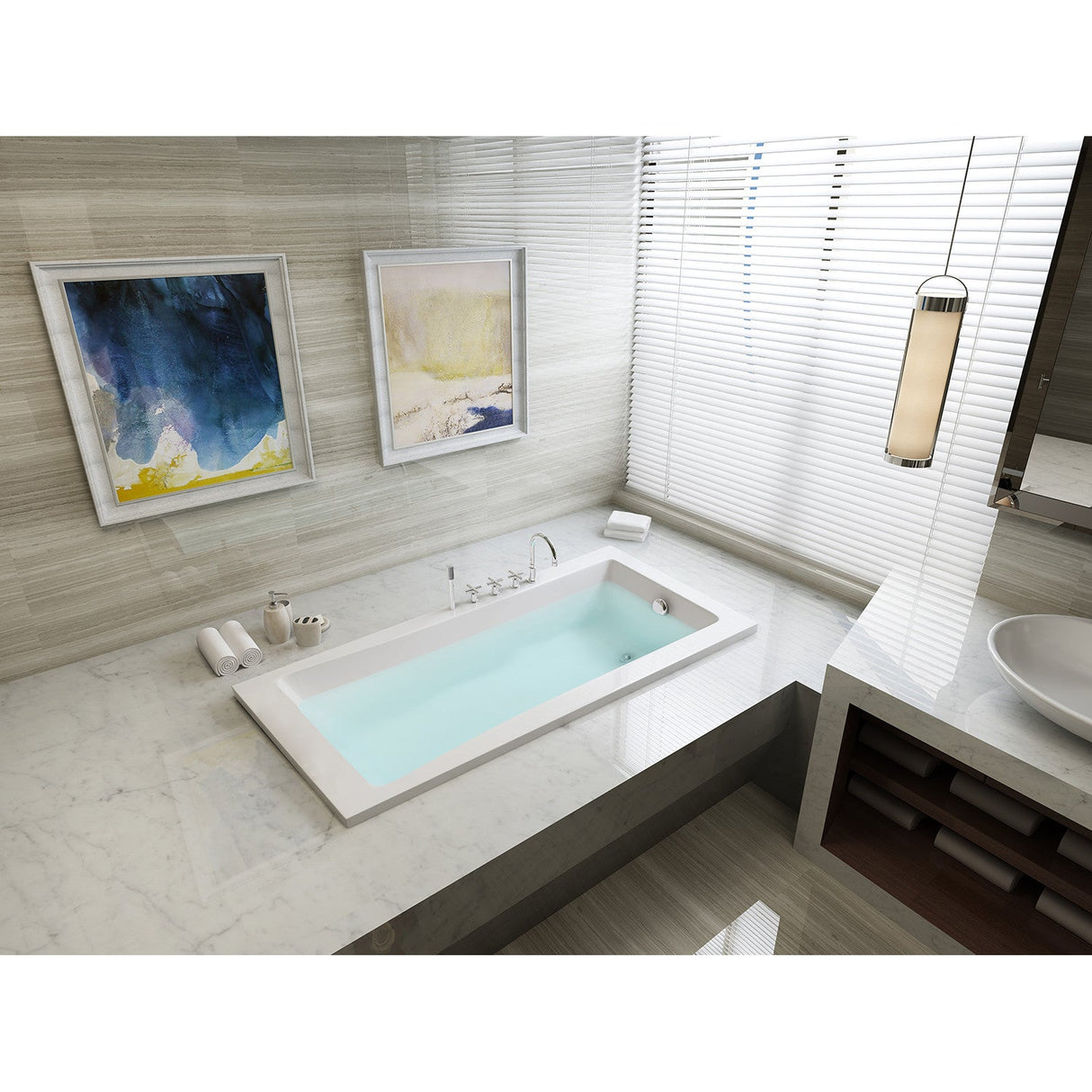 Aqua Eden VTPN593017 59-Inch Acrylic Rectangular Drop-In Tub with Reversible Drain Hole, White