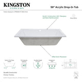 Aqua Eden VTPN593017C 59-Inch Acrylic Rectangular Drop-In Tub with Center Drain Hole, White
