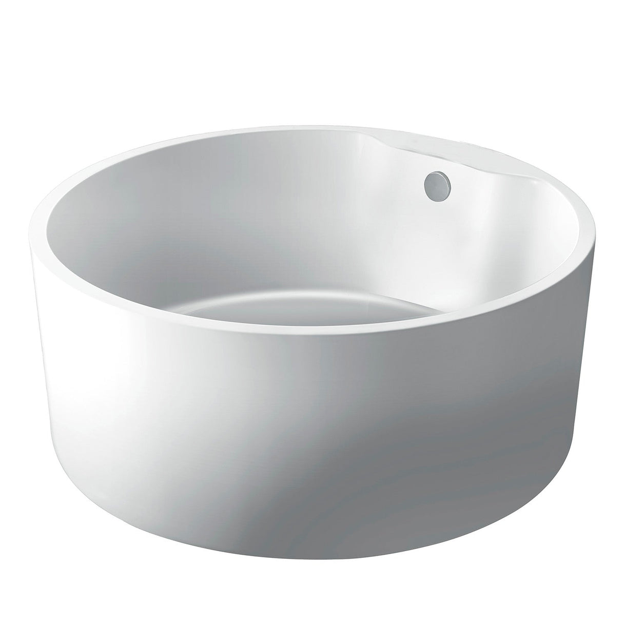 Aqua Eden VTRO535323 53-Inch Round Acrylic Freestanding Tub with Drain, Glossy White