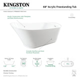 Begonia VTRS683027 69-Inch Acrylic Single Slipper Freestanding Tub with Drain, White