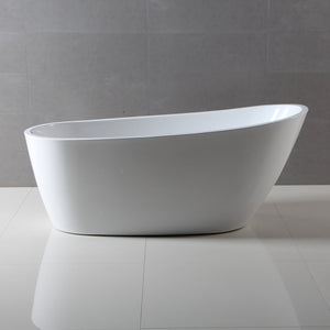 Aqua Eden VTRS683128 68-Inch Acrylic Single Slipper Freestanding Tub with Drain, White
