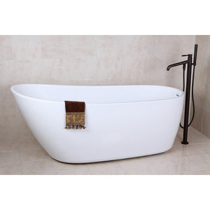 Aqua Eden VTRS683128 68-Inch Acrylic Single Slipper Freestanding Tub with Drain, White