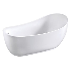 Aqua Eden VTRS723432SA 70-Inch Acrylic Freestanding Tub with Drain, Glossy White