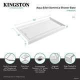 Dominica VTSB60325L 60-Inch x 32-Inch Acrylic Single Threshold Shower Base with Left Hand Drain, White