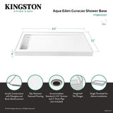 Curacao VTSB60325LT 60-Inch x 32-Inch Anti-Skid Acrylic Single Threshold Shower Base with Left Drain, Glossy White