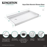 Bonaire VTSB60326L 60-Inch x 32-Inch Anti-Skid Acrylic Shower Base with Left Hand Drain, White
