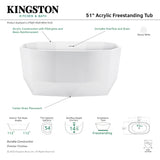 Aqua Eden VTSQ513024 51-Inch Acrylic Freestanding Tub with Drain, Glossy White