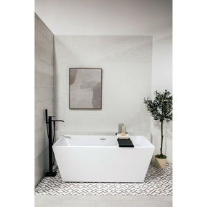 Aqua Eden VTSQ593223 59-Inch Acrylic Freestanding Tub with Drain, White