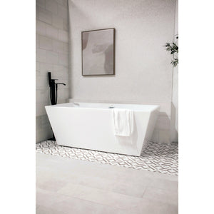 Aqua Eden VTSQ593223 59-Inch Acrylic Freestanding Tub with Drain, White